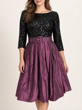 NWT Frascara Black and Purple Dress Flaw Sz. 6